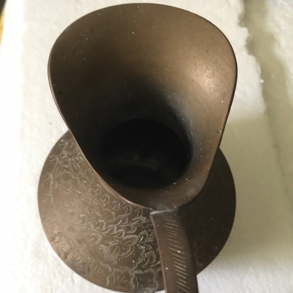 Antique Solid Brass Engraved Pitcher - image 5